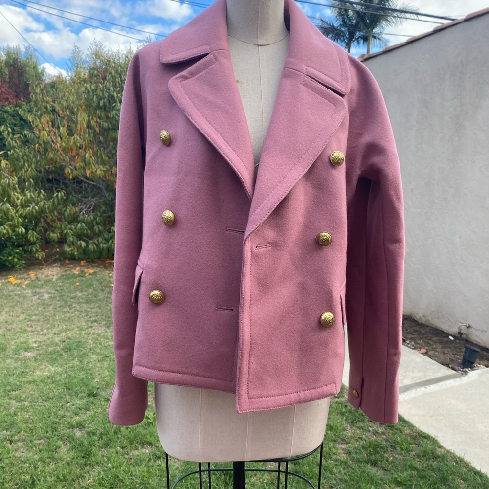 J. Crew Pink Pea Coat with Gold Buttons